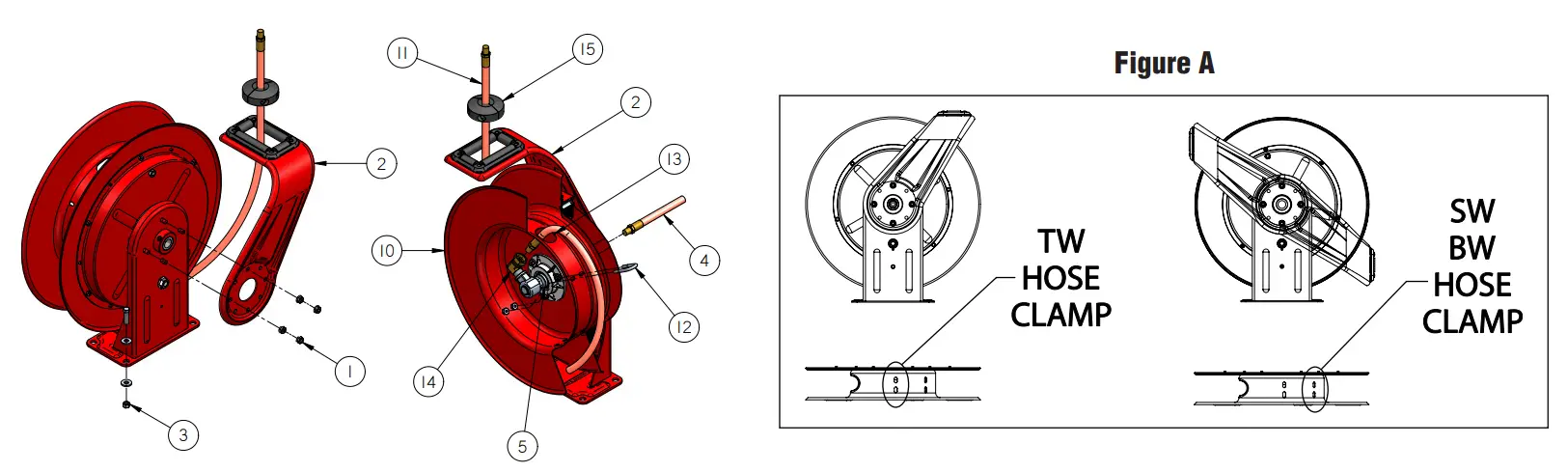 REELCRAFT PW7600 Series Spring Driven Hose Reels - Dimensions 1
