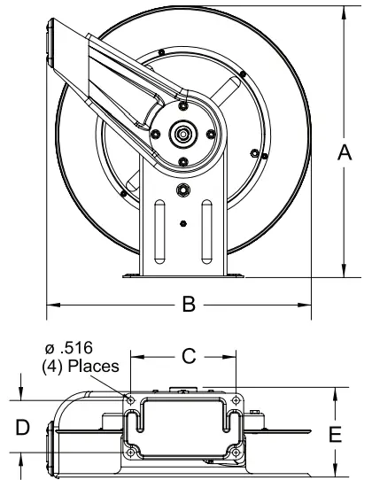 REELCRAFT PW7600 Series Spring Driven Hose Reels - Dimensions