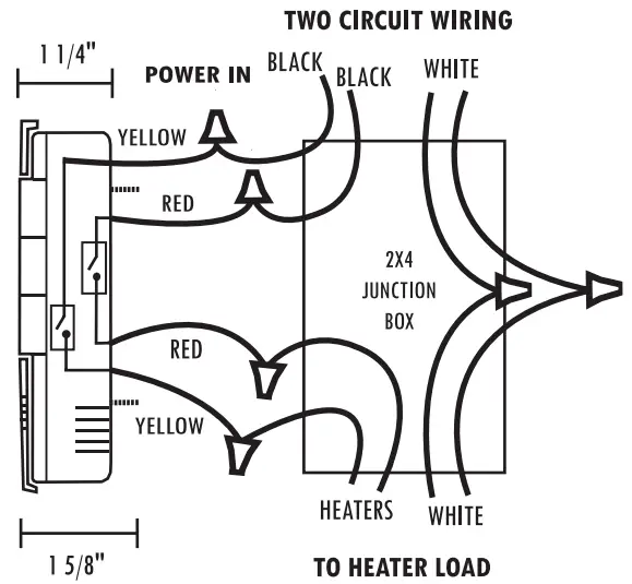 King Electrical TSTAT H30 Two Circuit Programmable Thermostat - Circuit Wirning