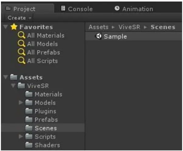 Vive Face Tracker Developer User Guide - Opening a sample scene