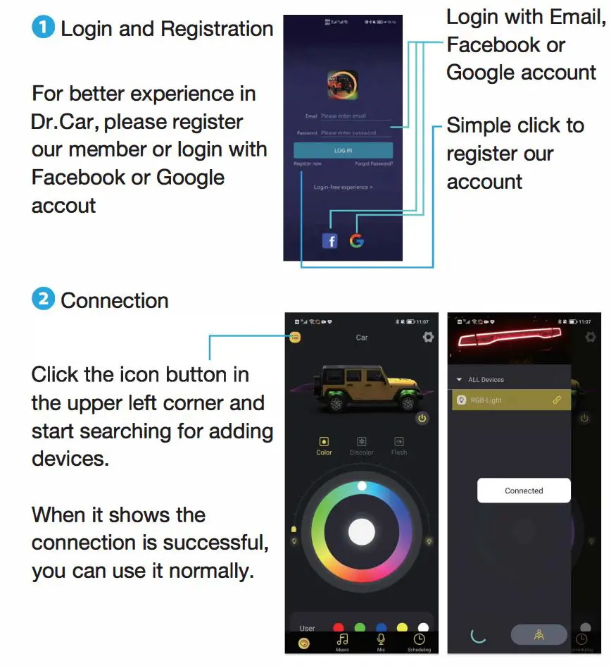 Brooklink Electronics Rock Lights and Driver User Manual - How to use the APP