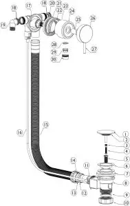 BRISTAN BNA568 Bath Filler and Pop Up Waste with Overflow - Contents