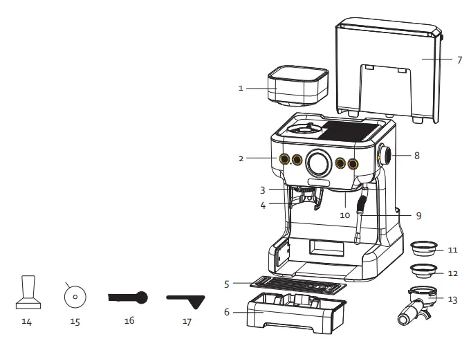 Domo-elektro DO725K Semi-Professional Espresso Machine with Grinder fig111