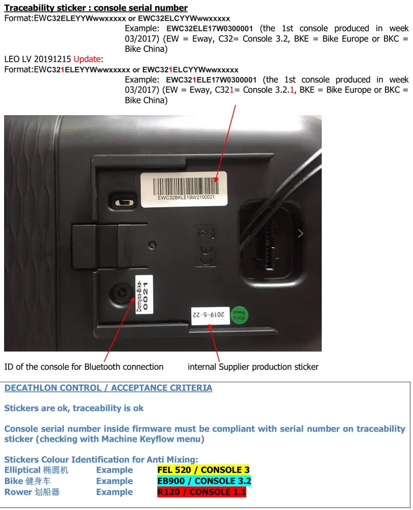 DECATHLON Domyos Console 3.2 - Traceability