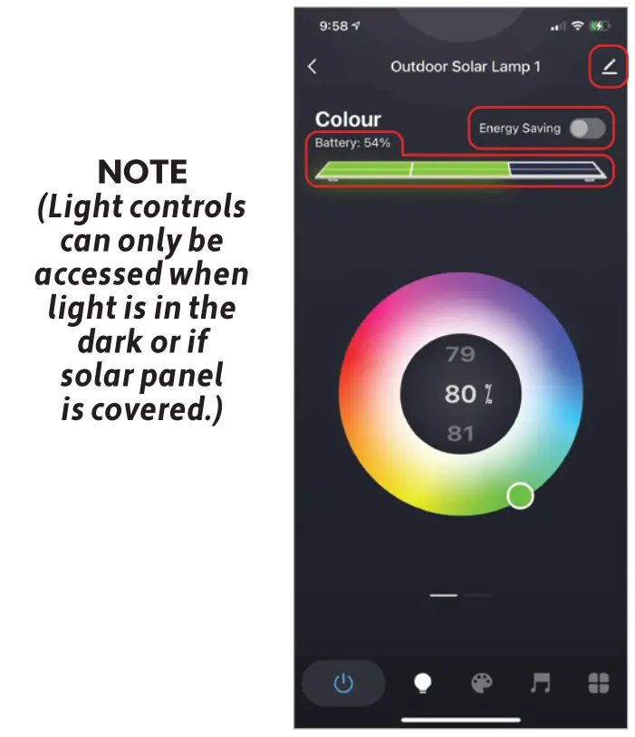 SMART POINT SPSDISCLT SmartSolar Outdoor Light - CONTROLLING THE DEVICE