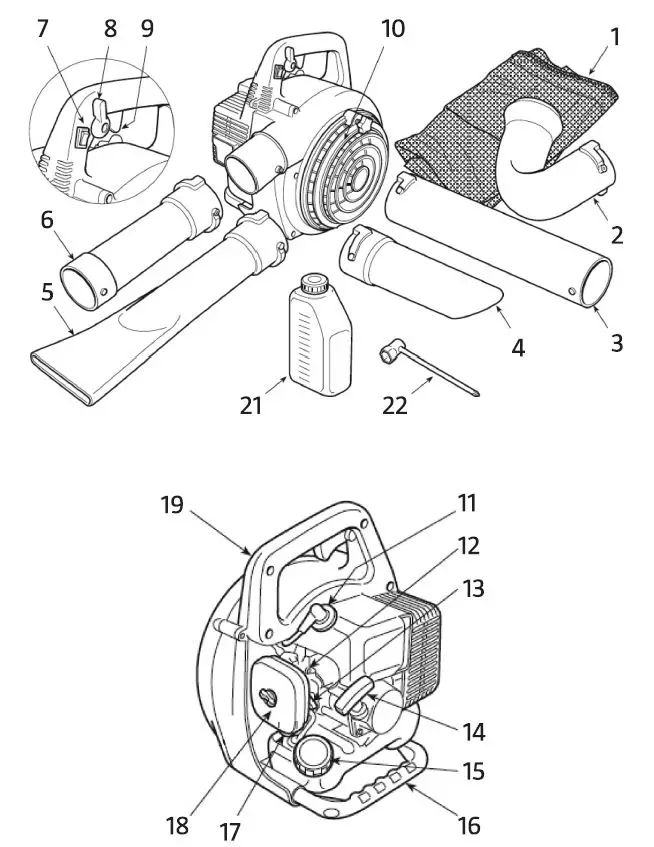 MEEC TOOLS 003854 700 W 250 km-h Petrol Driven Leaf Blower Vacuum fig1