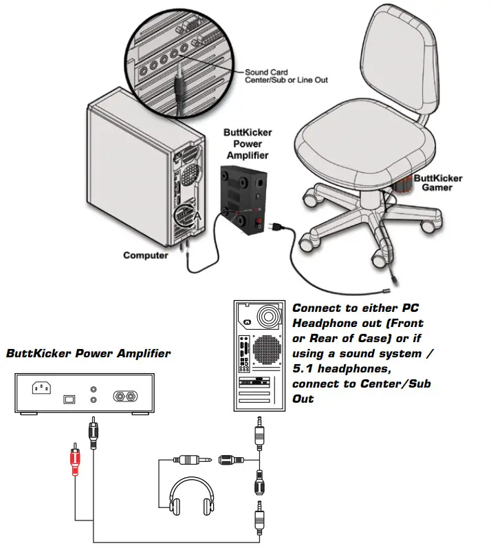ButtKicker BK GR2 Gamer2 Immersive Haptic Transducer with 90 Watt Power Amplifier - PC SYSTEM ADJUSTMENT