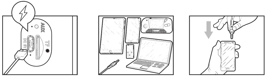 aiwa BST 650 TWS Portable Stereo Speaker with Dual RGB Lighting - AUXILARY INPUT MODE 1