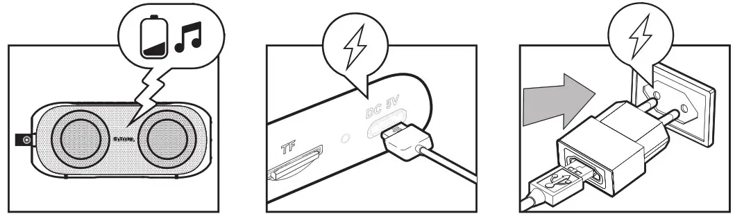 aiwa BST 650 TWS Portable Stereo Speaker with Dual RGB Lighting - BATTERY CHARGE