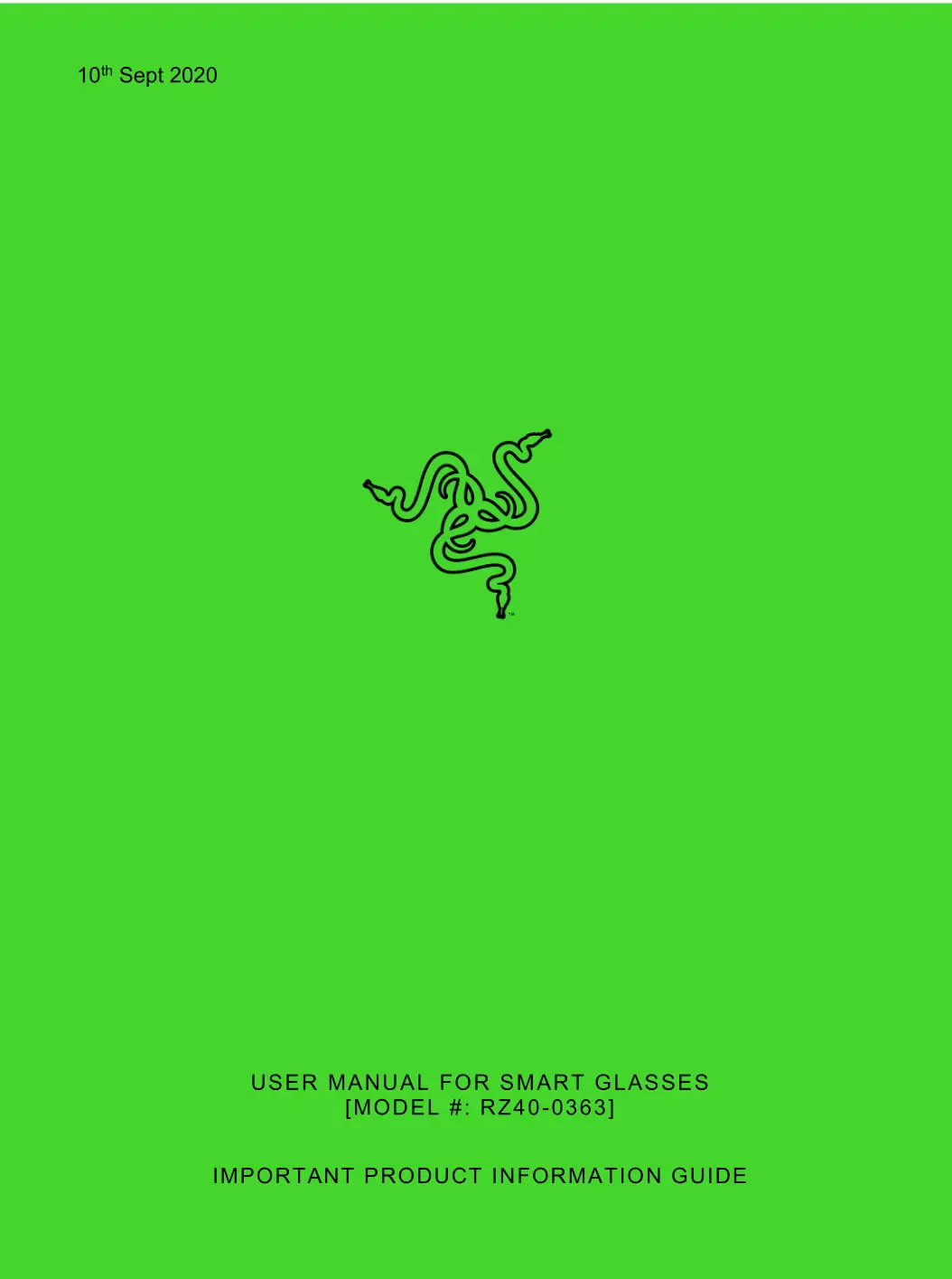 RAZER RZ40-0363 Smart Glasses User Manual