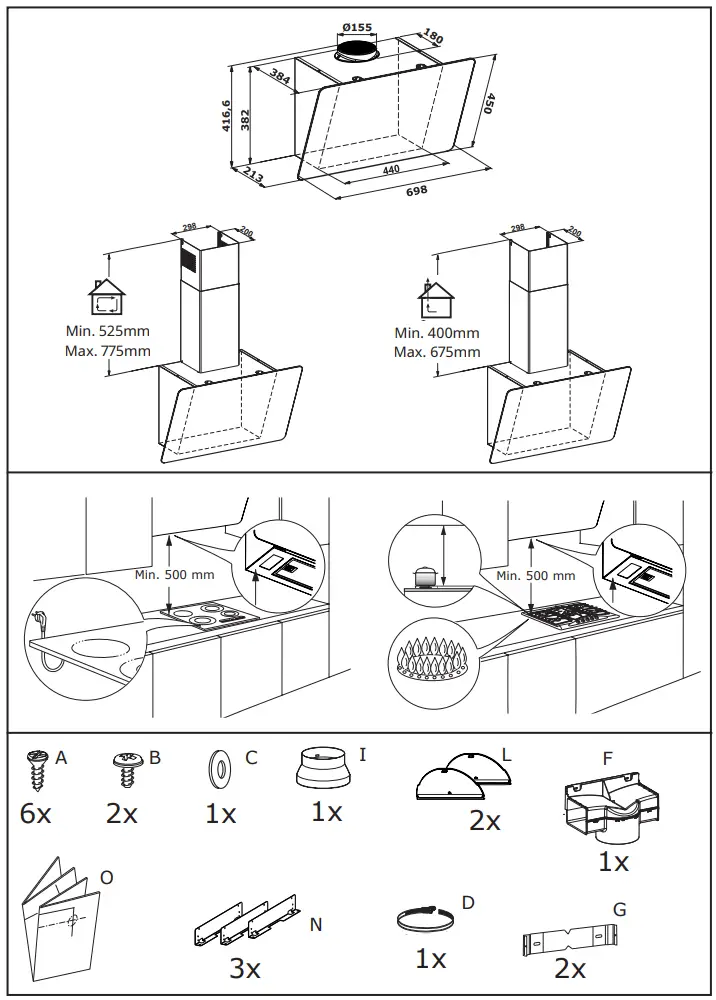 IKEA FINSMAKARE Black Wall Mounted Extractor Hood Instruction Manual - Accessories