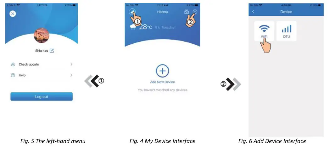 EVOHEAT HiTemp WiFi App - Figure 4,5,6