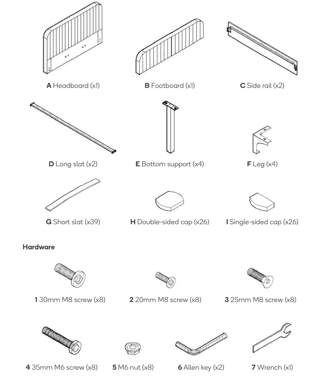 SHANGRI-LA SLVICFABOKA Victoria Bed - COMPONENTS