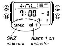 CASIO Classic Watches with Keypad keys 2888 - To select the operation of alarm 1