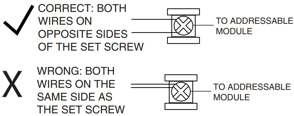 Close-up of terminals showing correct wiring