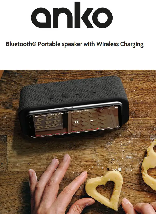 anko KP398 Bluetooth Portable speaker with Wireless Charging User Manual