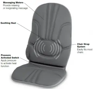 Homedics VC-110 Portable Charger Massage Cushion with Heat Instruction Manual and Warranty Information