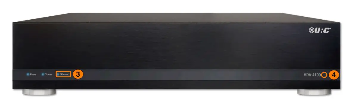 URC HDA-4100 Multi-Zone Amplifier Owner's Manual - Ethernet LED & Reset Button