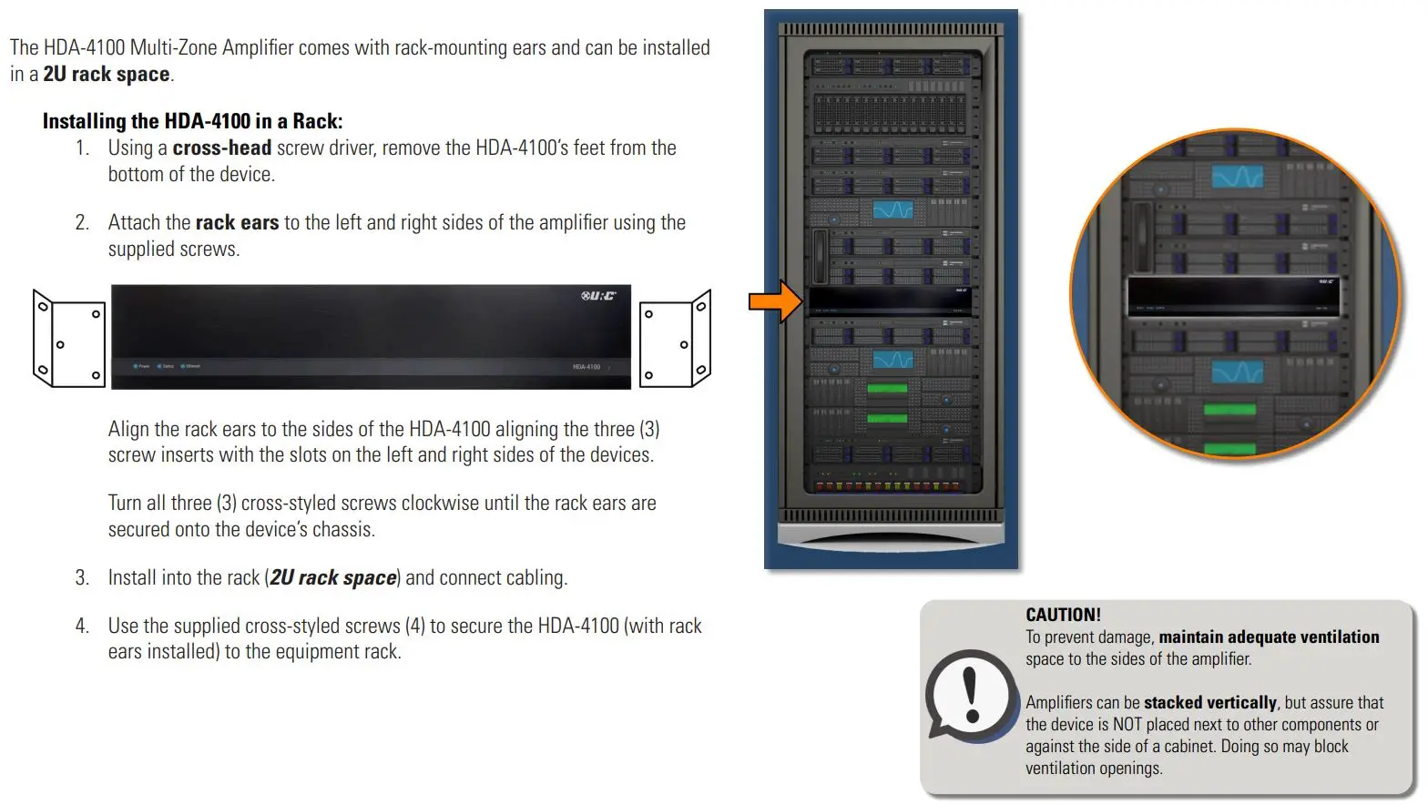 URC HDA-4100 Multi-Zone Amplifier Owner's Manual - Installation Instructions