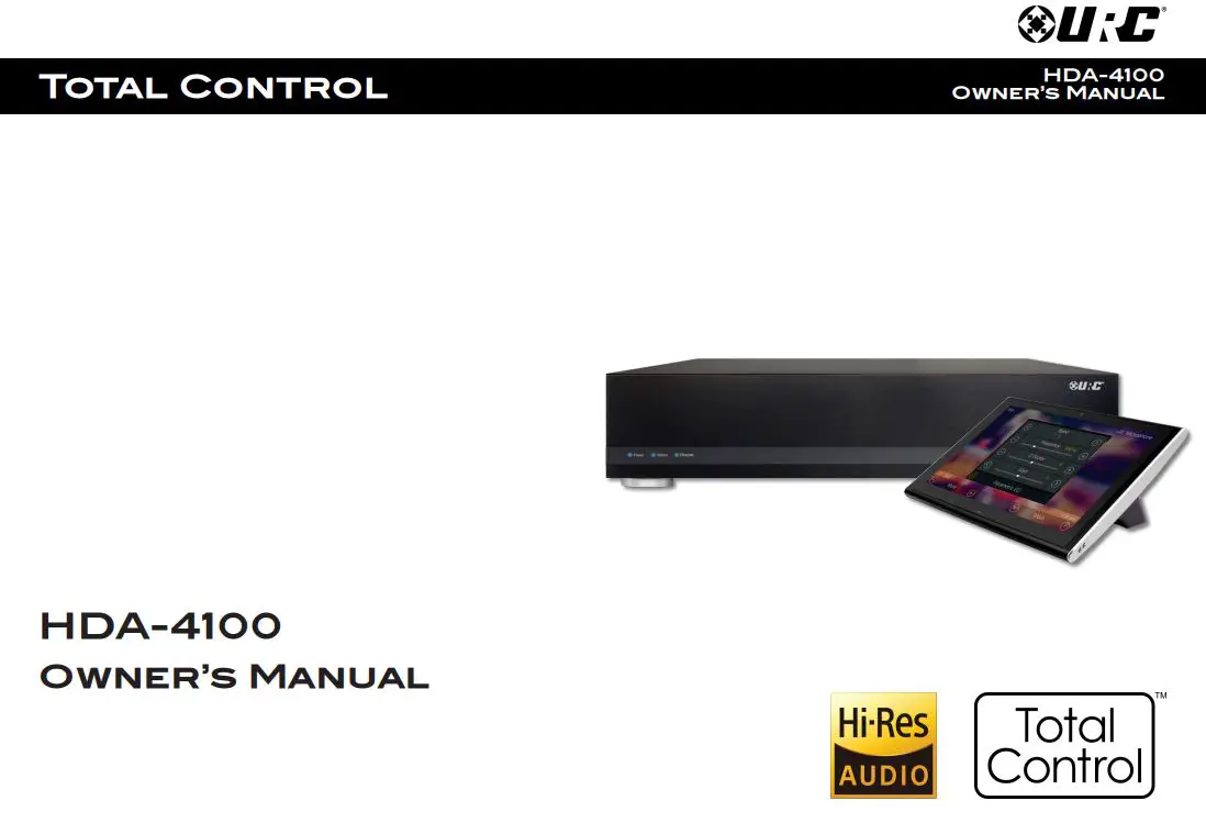 URC HDA-4100 Multi-Zone Amplifier Owner's Manual