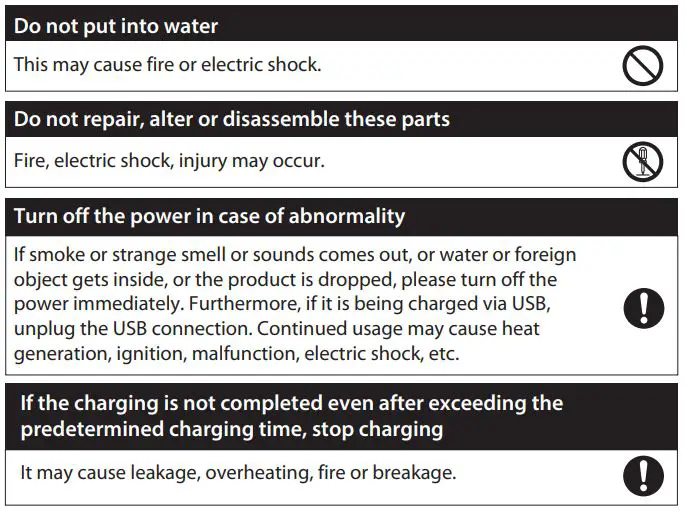 maxell MXH-BTW300 Bluetooth Wireless Earphone User Manual - Warning