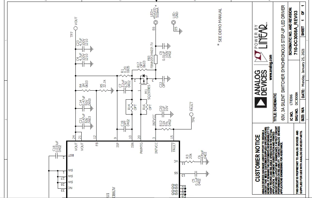 ANALOG DEVICES LT8386 60V, 3A Silent Switcher Synchronous Step-Up LED Driver FIG 12