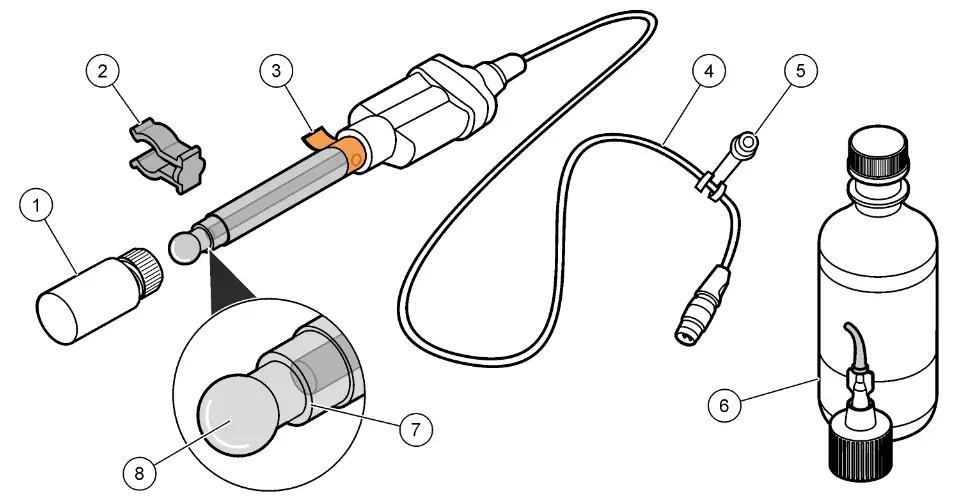 HACH PHC725 Laboratory Low Ionic Strength Media RedRod Refillable Glass pH Electrode - Probe overview