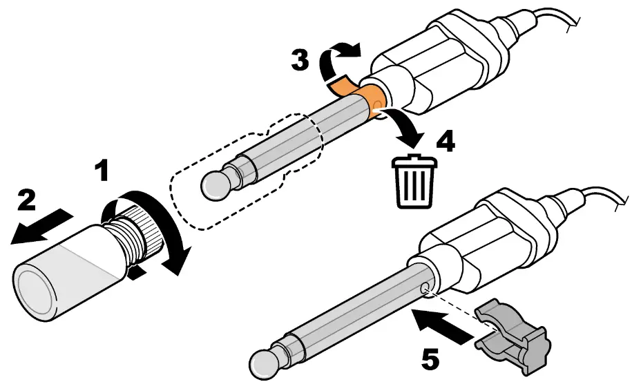 HACH PHC725 Laboratory Low Ionic Strength Media RedRod Refillable Glass pH Electrode - protective tape
