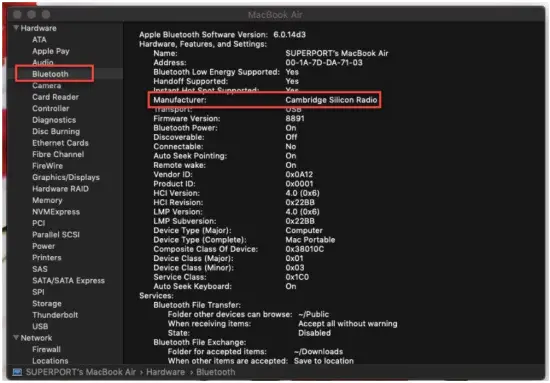 How to check which Bluetooth your Mac is using now