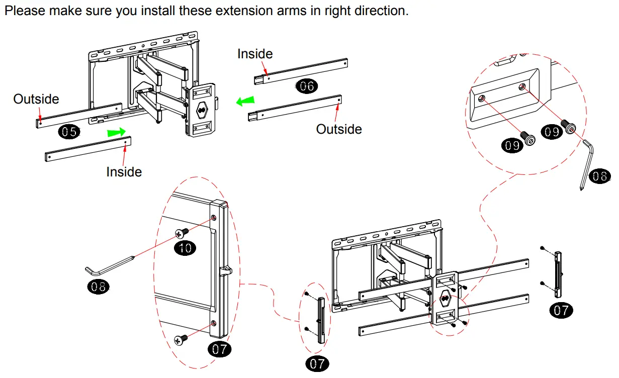 US- MOUNT-Ful- Motion -TV-Wal- Mount-for-Most-47-8-4inch -lat-Screen-LED-4K-TV-T=- Mount-Bracke- Dual-Swivel-fig-18