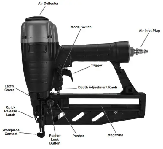 BANKS 16 GAUGE Finish Nailer - components and controls