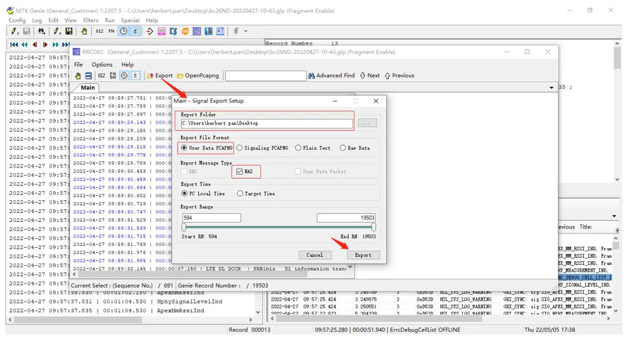 QUECTEL BC20 Genie Herbert Pan Module User Manual - Output Pcap