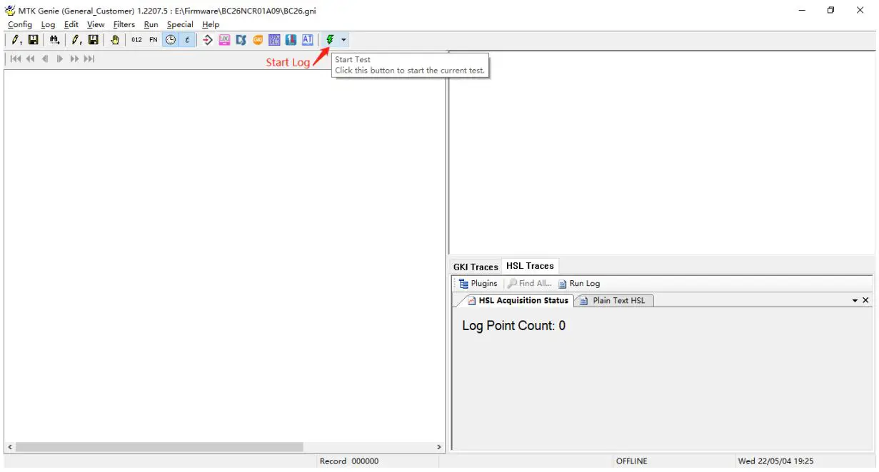 QUECTEL BC20 Genie Herbert Pan Module User Manual - Then click the icon in the toolbar as shown below to start recording log