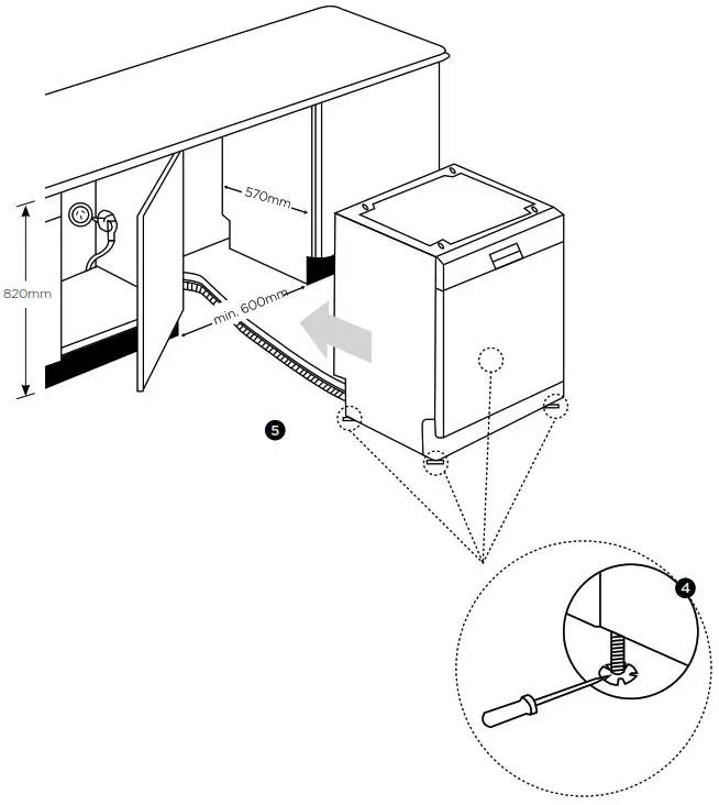 Westinghouse Dishwasher-------INSTALLING THE MACHINE