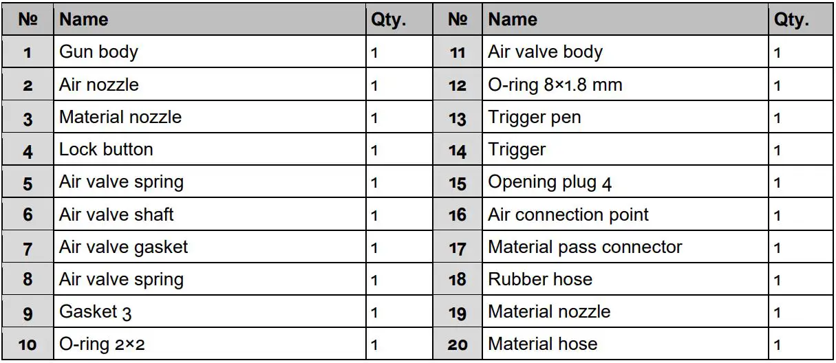 WILTEC 61303 Air Sand Blaster Gun User Manual - Exploded view and parts list