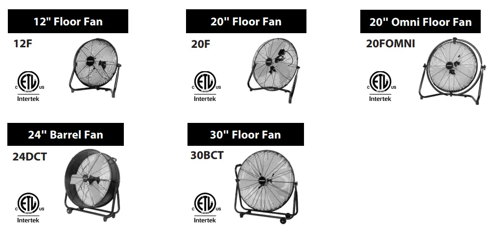 MASTER MAC-12F High Velocity Direct Drive Floor Fan - fig 1