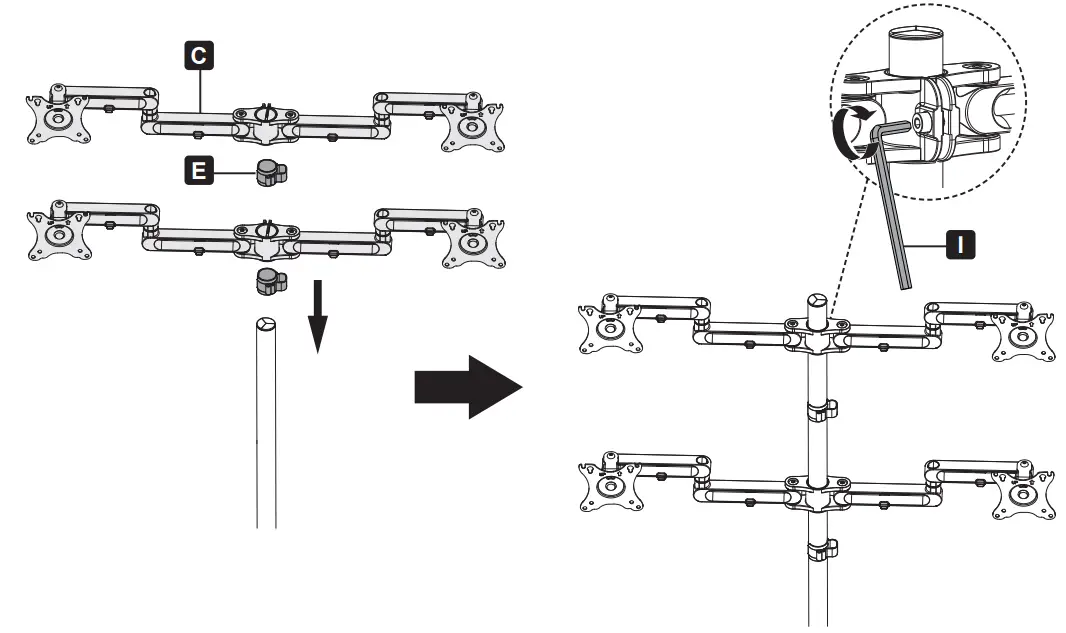 TRIPP LITE DDR1327SQFC 1 Quad Flat Screen Flex Arm Desk Clamp - Bracket Assemblies