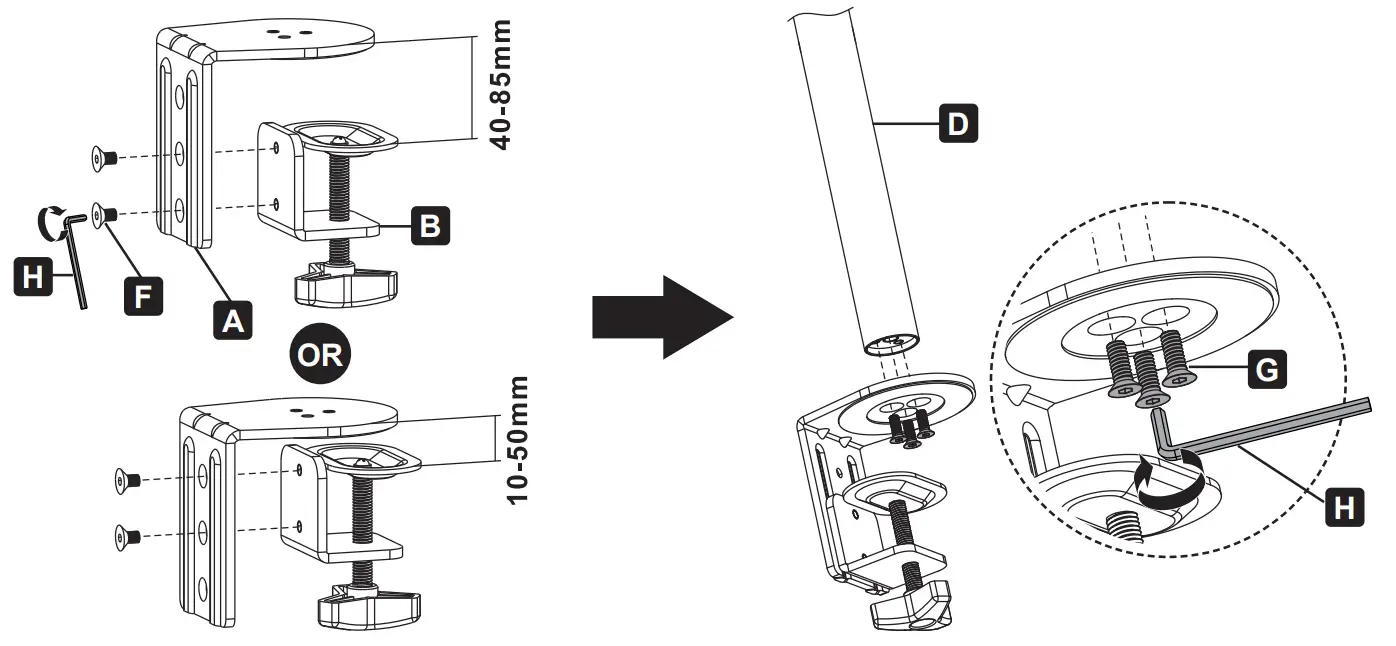 TRIPP LITE DDR1327SQFC 1 Quad Flat Screen Flex Arm Desk Clamp - Desk Clamp