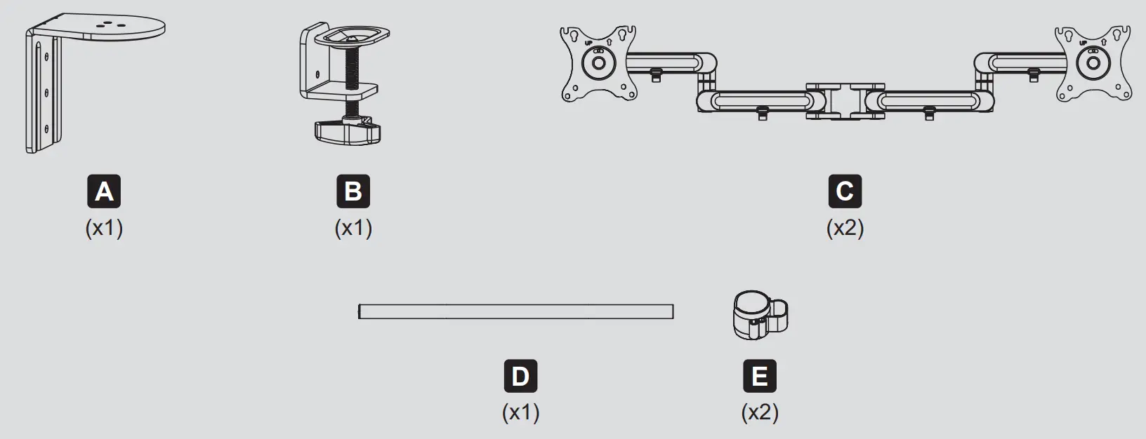 TRIPP LITE DDR1327SQFC 1 Quad Flat Screen Flex Arm Desk Clamp - Fig