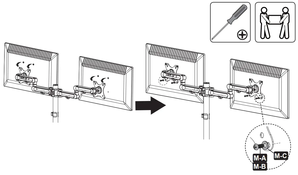 TRIPP LITE DDR1327SQFC 1 Quad Flat Screen Flex Arm Desk Clamp - VESA Plates
