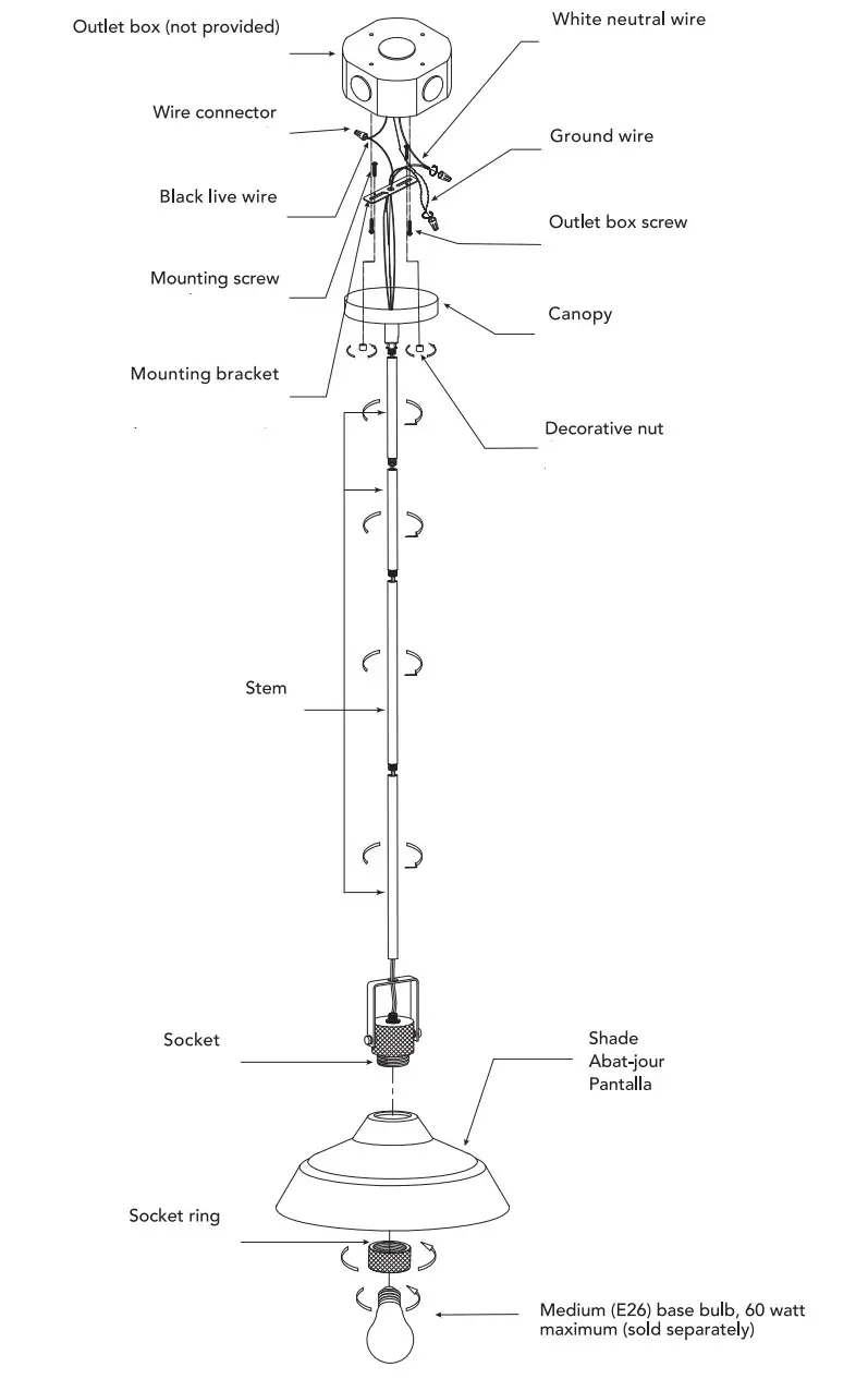 globe 65475 Sutton 1 Light Matte Brass Outdoor Indoor Pendant Light - Figure 2