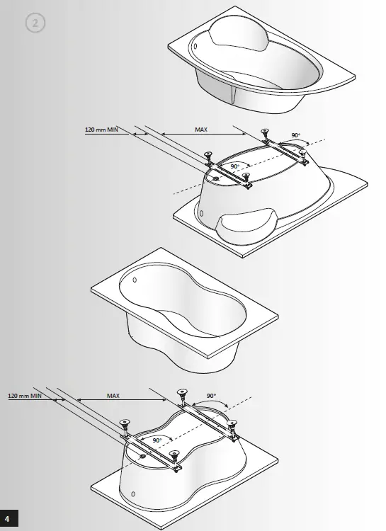 cersanit Kaliope 153x100 R Asymmetric Angular Acrylic Bathtub 3