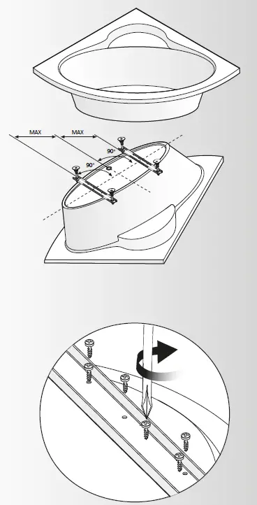 cersanit Kaliope 153x100 R Asymmetric Angular Acrylic Bathtub 4