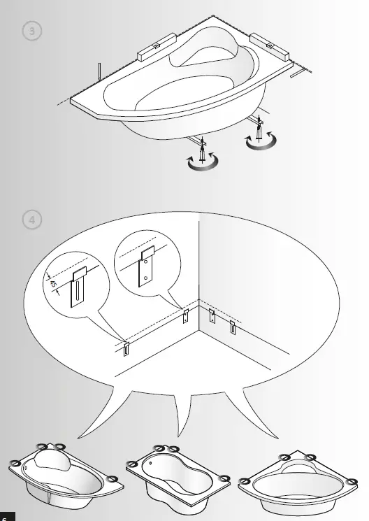 cersanit Kaliope 153x100 R Asymmetric Angular Acrylic Bathtub 5