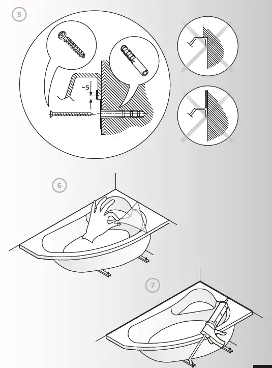cersanit Kaliope 153x100 R Asymmetric Angular Acrylic Bathtub 6