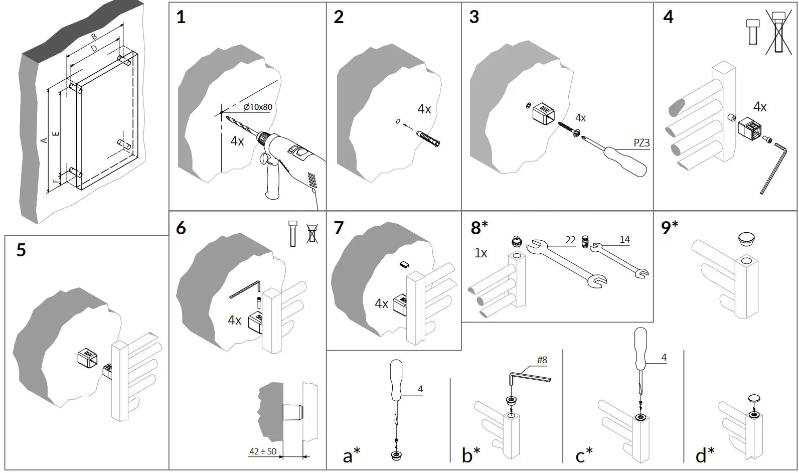 TERMA 638BTU Easy Designer Towel Rail 960 x 200mm Sparkling Gravel Installation Guide - How to use