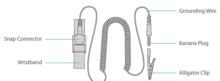 FS-NWSB-GW-ESD-Anti-Static-Nylon-Wrist-Strap-Band-With-Grounding-Wire-FIG 1