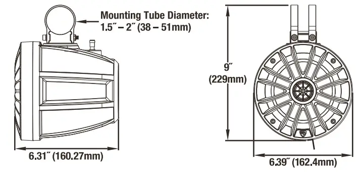 ROCKVILLE UT525B Marine UTV-ATV ROll Bar Speker