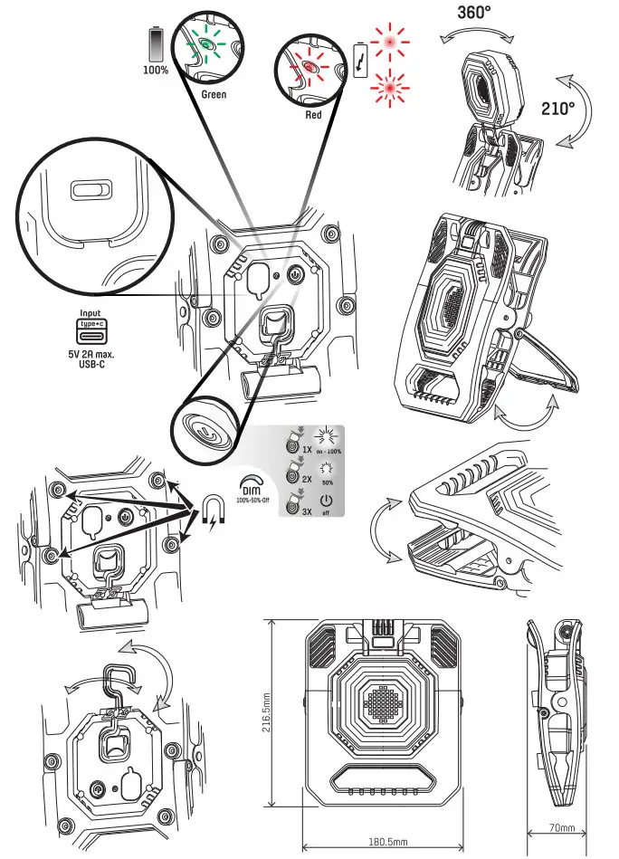 LED s light 300829 Rechargeable Worklight-