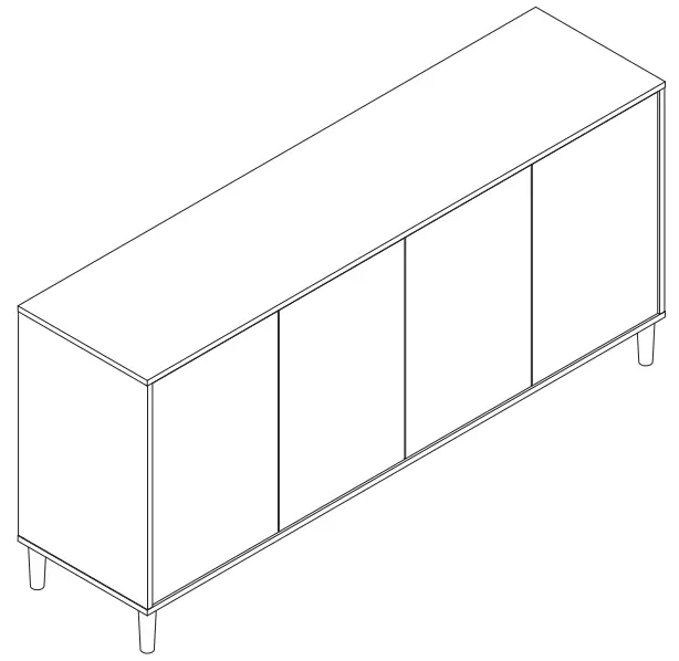 FUFU GAGA Sideboard 4-Door Buffet Cabinet -